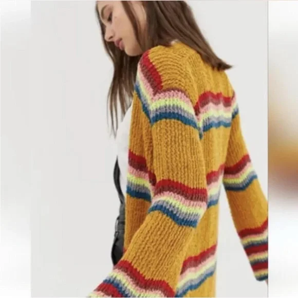 Free People Multicolor Striped Cardigan Small - Picture 7 of 8